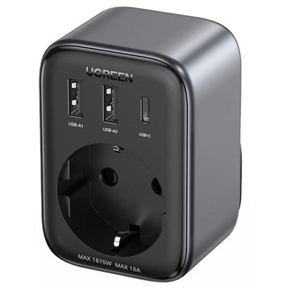 UGREEN 15289 US nettverkslader, 30W, 3A, 2 x USB-A - 1 x USB-C - 1 x Schuko, Svart