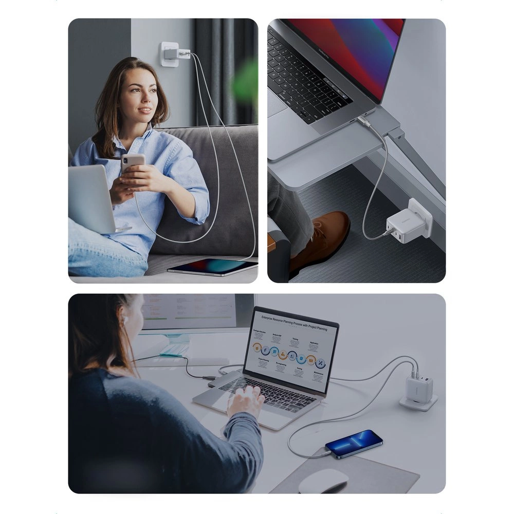 UGREEN CD226 Nettlader, 100W, 5A, 1 x USB-A - 3 x USB-C, Hvit