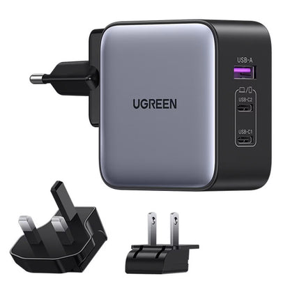 Nettverkslader UGREEN CD296, 65W, 5A, 1 x USB-A - 2 x USB-C, grå 
