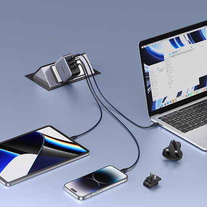 Nettverkslader UGREEN CD296, 65W, 5A, 1 x USB-A - 2 x USB-C, grå 