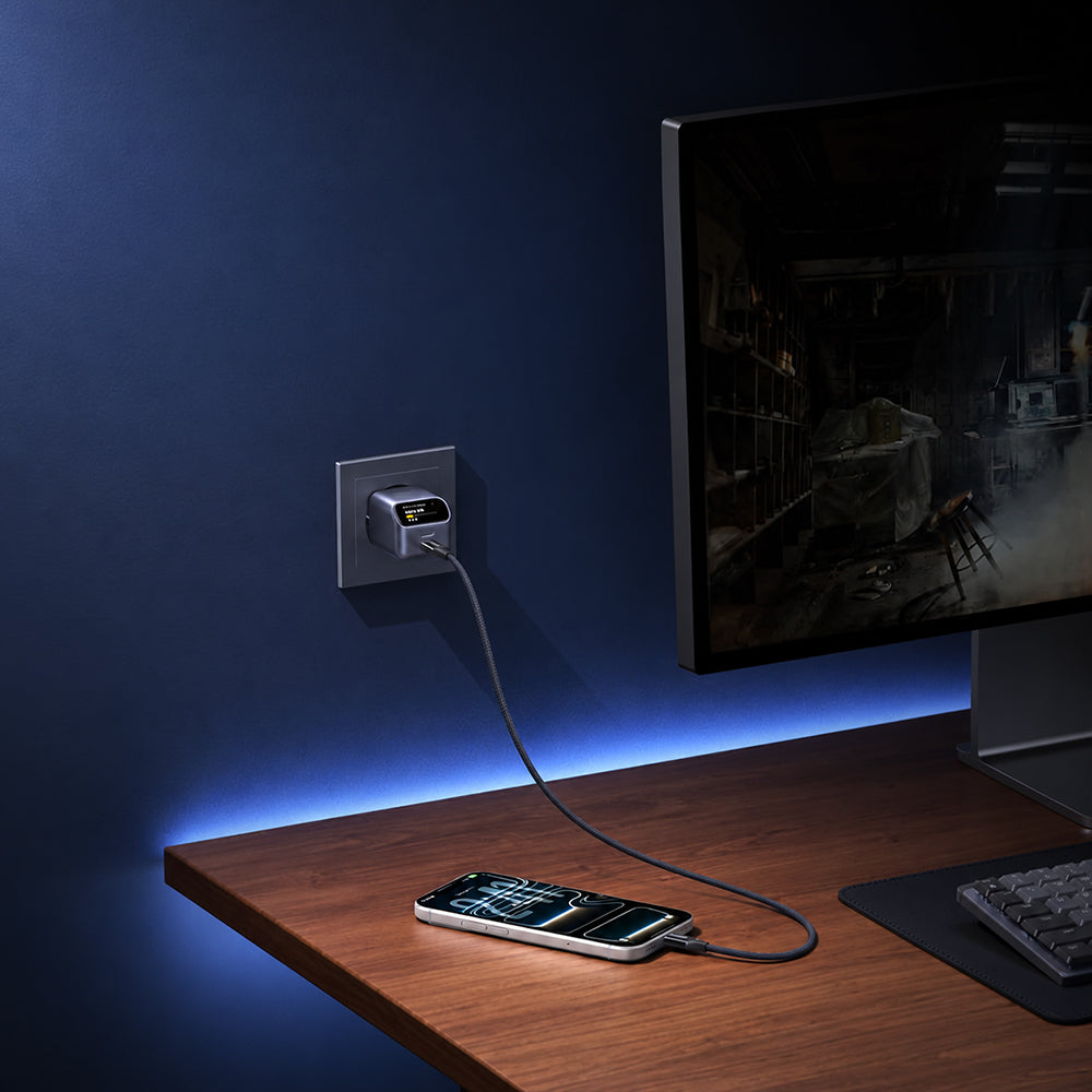 UGREEN Nexode Pro X740 (25419B) nettverkslader med display, 45 W, 3 A, 1 x USB-C, grå