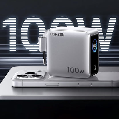 UGREEN Nexode Pro X772 (95942B) nettverkslader med display, 100 W, 5 A, 1 x USB-A – 3 x USB-C, grå