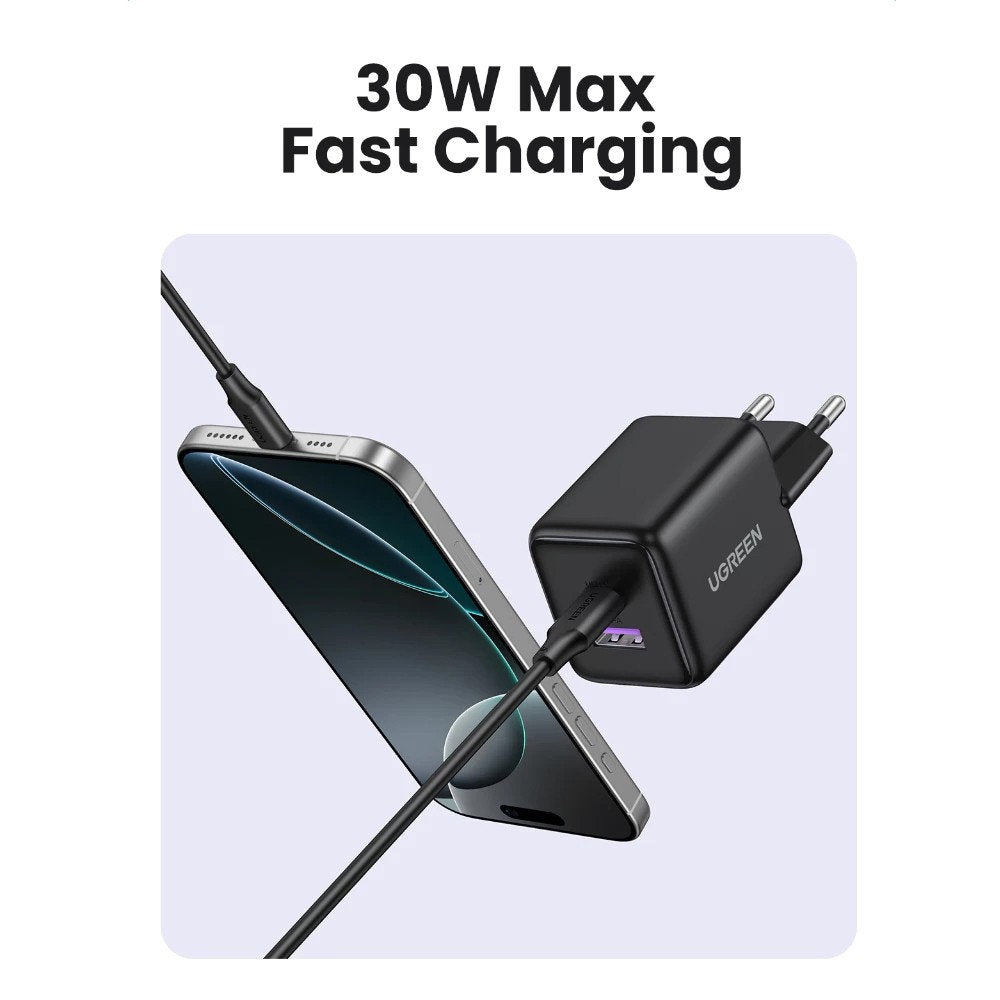 UGREEN X516 Nettlader, 30W, 3A, 1 x USB-A - 1 x USB-C, Blå