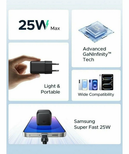 UGREEN X517 Nettlader, 25W, 3A, 1 x USB-C, Svart