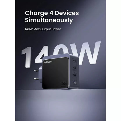 UGREEN X570 Nexode S nettverkslader, 140W, 5A, 1 x USB-A - 3 x USB-C, Grå