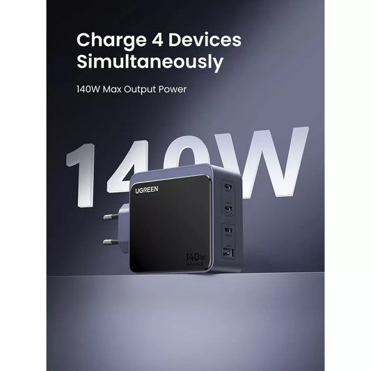 UGREEN X570 Nexode S nettverkslader, 140W, 5A, 1 x USB-A - 3 x USB-C, Grå