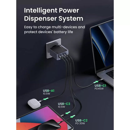 UGREEN X570 Nexode S nettverkslader, 140W, 5A, 1 x USB-A - 3 x USB-C, Grå