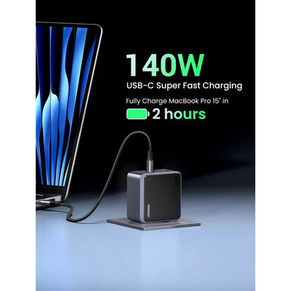 UGREEN X570 Nexode S nettverkslader, 140W, 5A, 1 x USB-A - 3 x USB-C, Grå