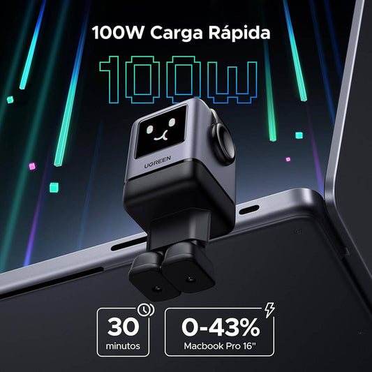 UGREEN X688 Uno Nettlader, 100W, 5A, 1 x USB-A - 3 x USB-C, Svart