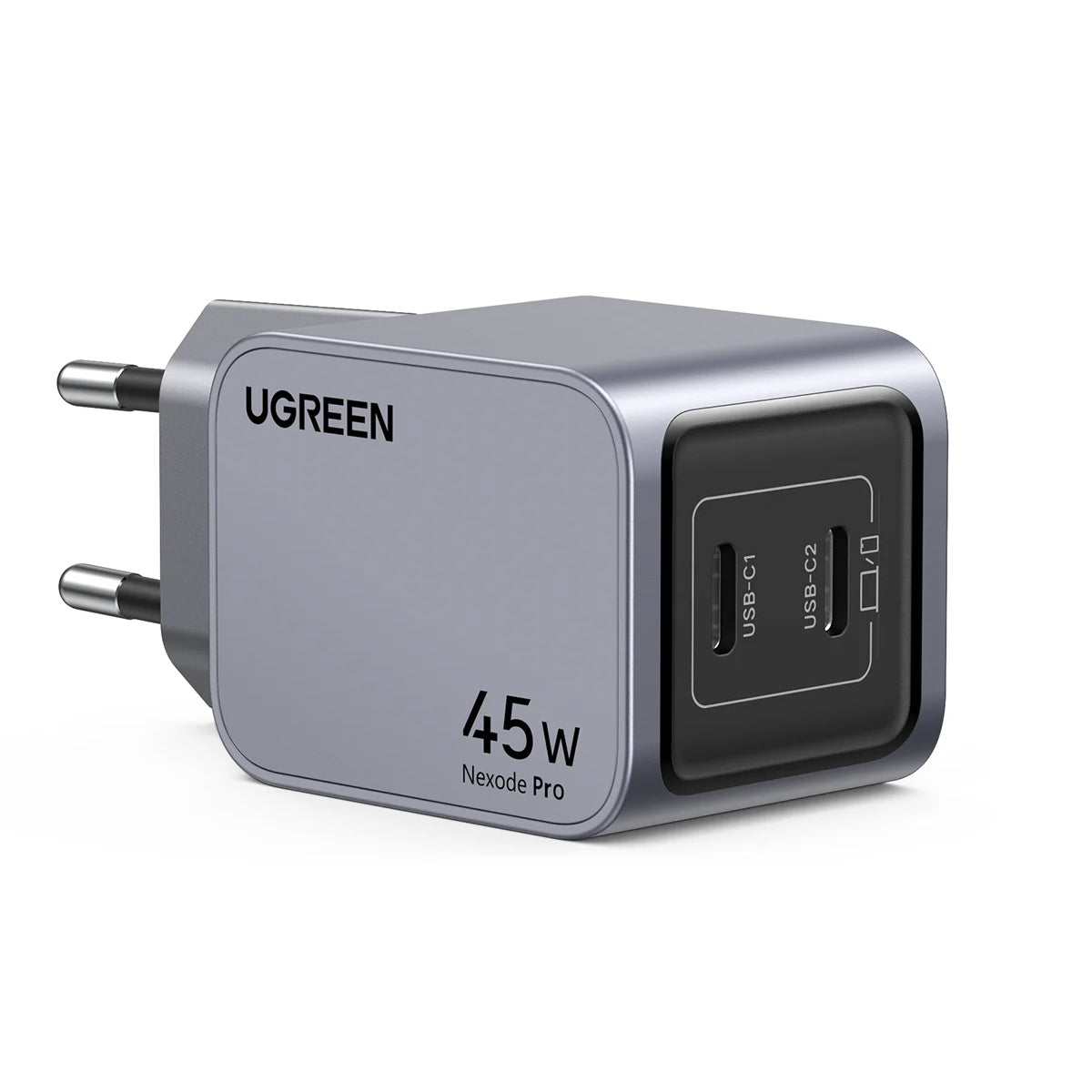 Nettverkslader UGREEN X707 Nexode Pro, 45W, 3A, 2 x USB-C, grå 