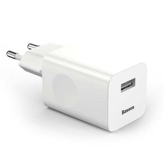 Baseus Nettlader, 24W, 3A, 1 x USB-A, Hvit CCALL-BX02