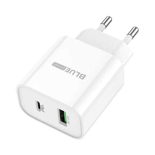 Nettlader BLUE Power BC80A, 20W, 3A, 1 x USB-A - 1 x USB-C, Hvit