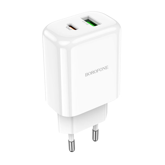 Lader Nettverk Borofone BBN4 Potential, 20W, 3A, 1 x USB-A - 1 x USB-C, Hvit