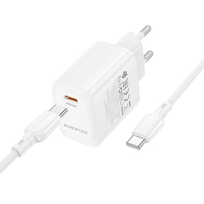 Nettlader med USB-C-kabel Borofone BN28 Fuente, 30W, 3A, 1 x USB-C, Hvit