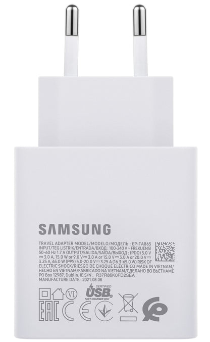 Samsung nettverkslader EP-TA865W, 65 W, 3,25 A, 1 x USB-C, hvit GP-PTU020SODWQ