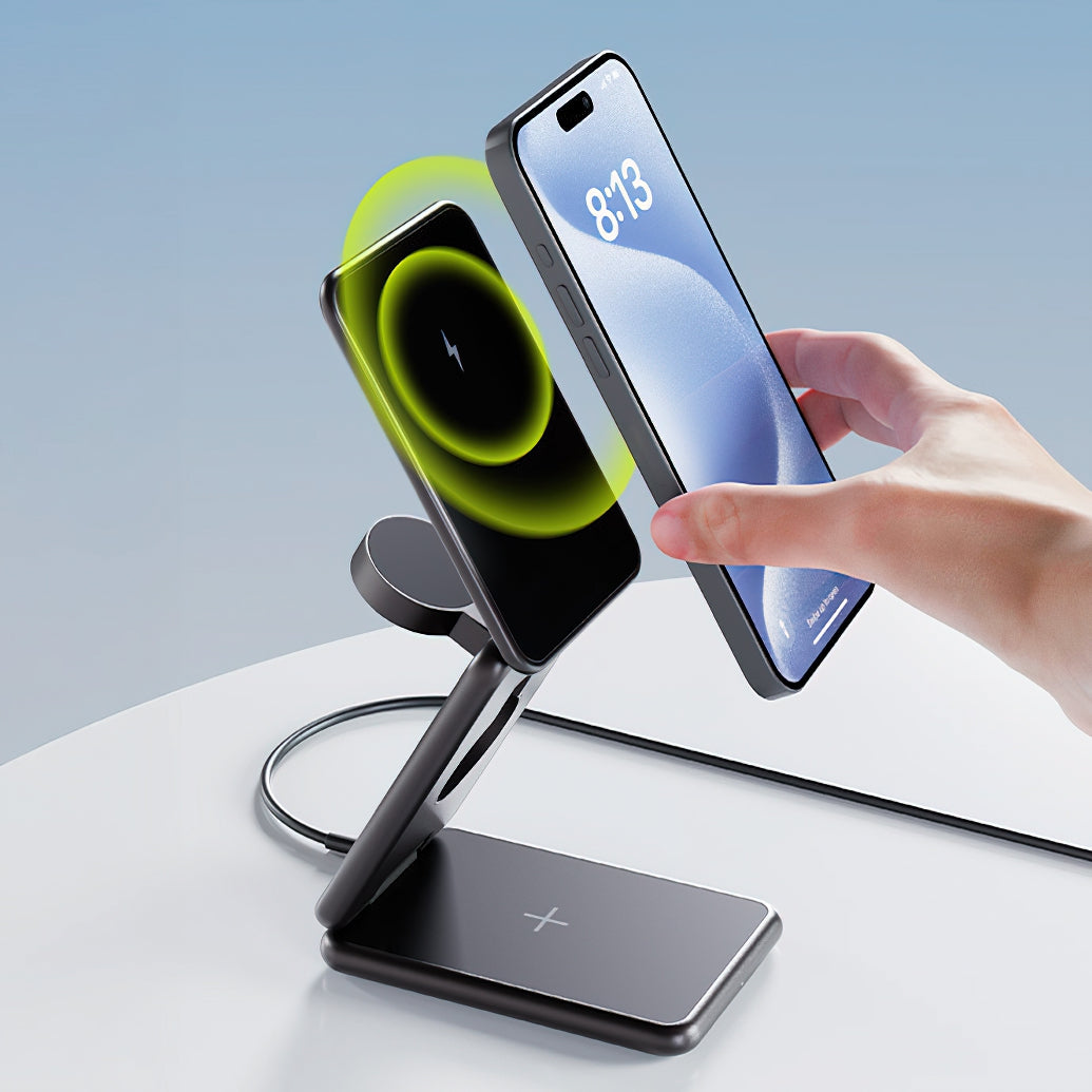 Trådløs Nettverkslader Allity. AWC-230-22WMS 3in1, 22.5W, 1.67A, Grå