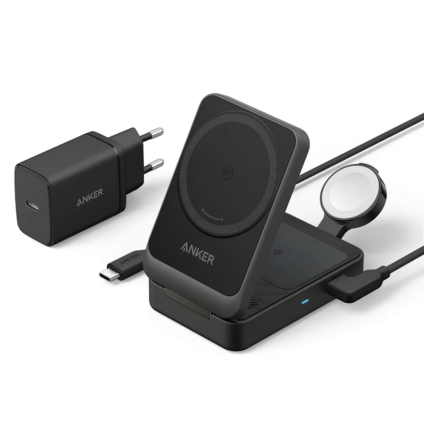 Anker MagGo 3in1 trådløs nettverkslader, 15W, 1.67A, Svart B2557311