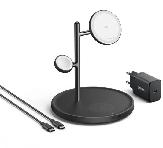 Anker MagGo 3in1 trådløs nettverkslader, 25W, 1.67A, Svart B25M3311