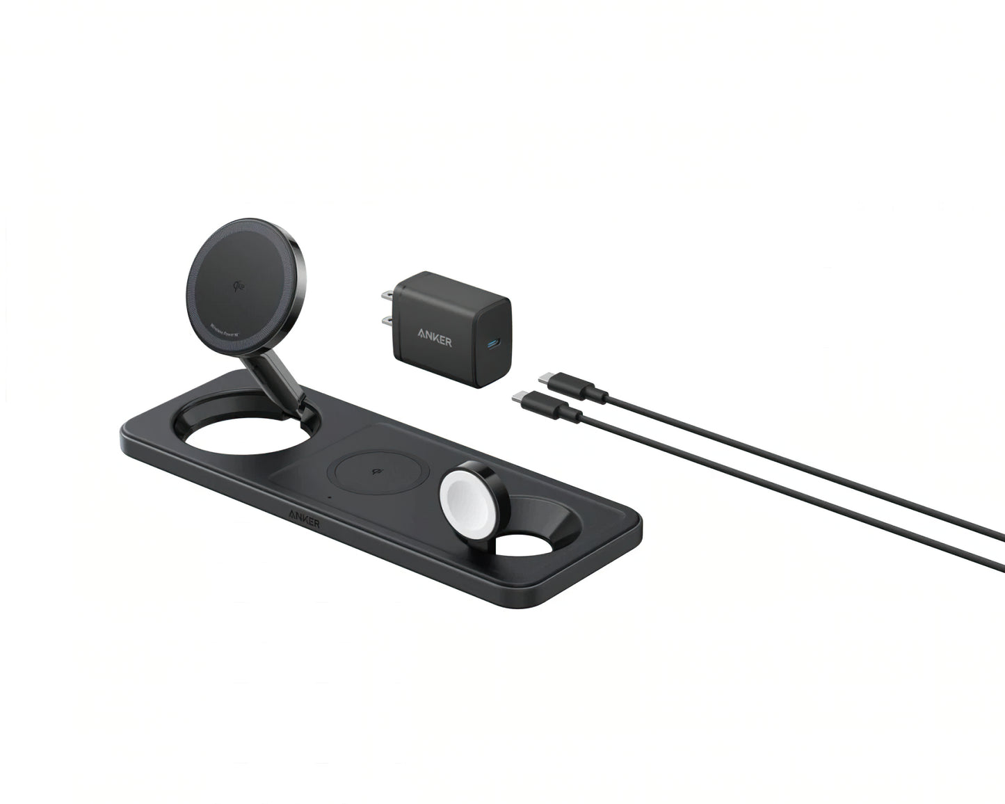 Trådløs Nettlader Anker MagGo 3in1, 15W, 1.67A, Svart B25M1311