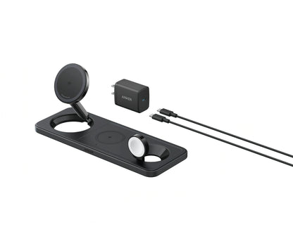 Trådløs Nettlader Anker MagGo 3in1, 15W, 1.67A, Svart B25M1311