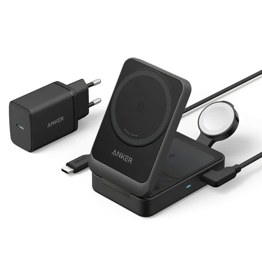 Anker MagGo 3in1 trådløs nettverkslader, 15W, 1.67A, Svart, Resealed B2557311