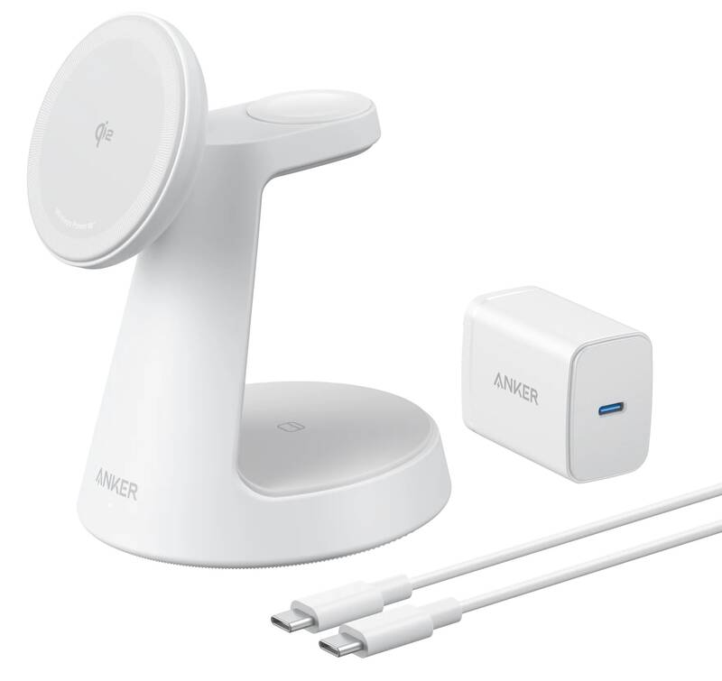 Anker MagGo 3i1 trådløs nettverkslader, 15W, 1,67A, hvit B25M4G21