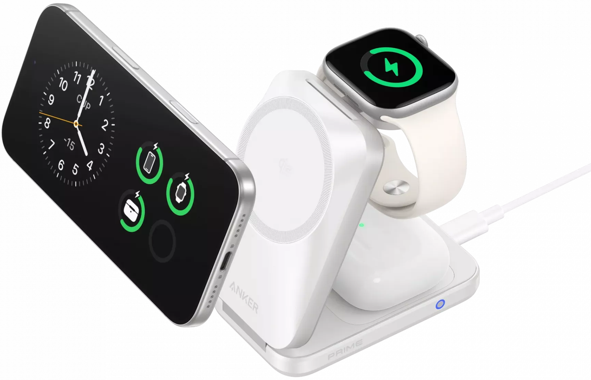 Trådløs nettladere Anker Prime MagGo 3i1, 25W, hvit B25N1G21