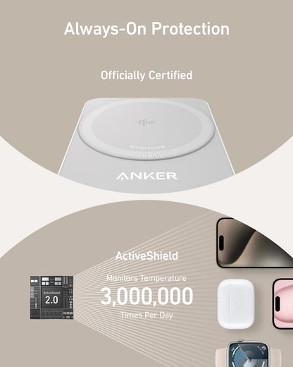 Anker MagGo 3in1 trådløs nettverkslader, 15W, 1.67A, Hvit B2557321