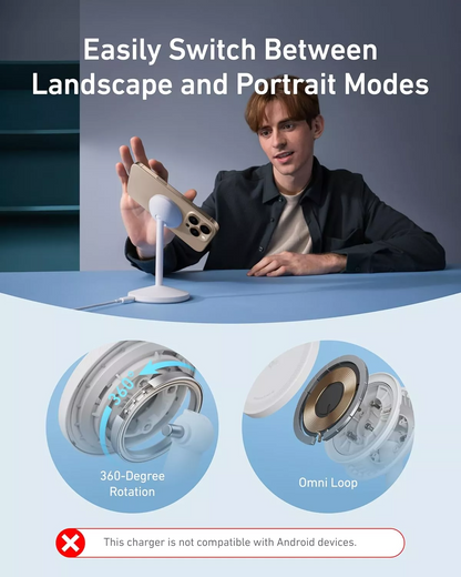 Anker MagGo Stand trådløs nettverkslader, 15W, 1.67A, Hvit A25X1H21