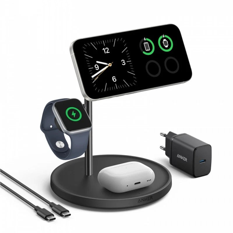 Anker MagGo 3in1 trådløs nettverkslader, 25W, 1.67A, Svart B25M3311
