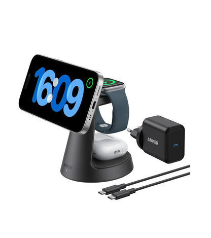 Anker MagGo 3in1 trådløs nettverkslader, 15W, 1.67A, Svart B25M4G11