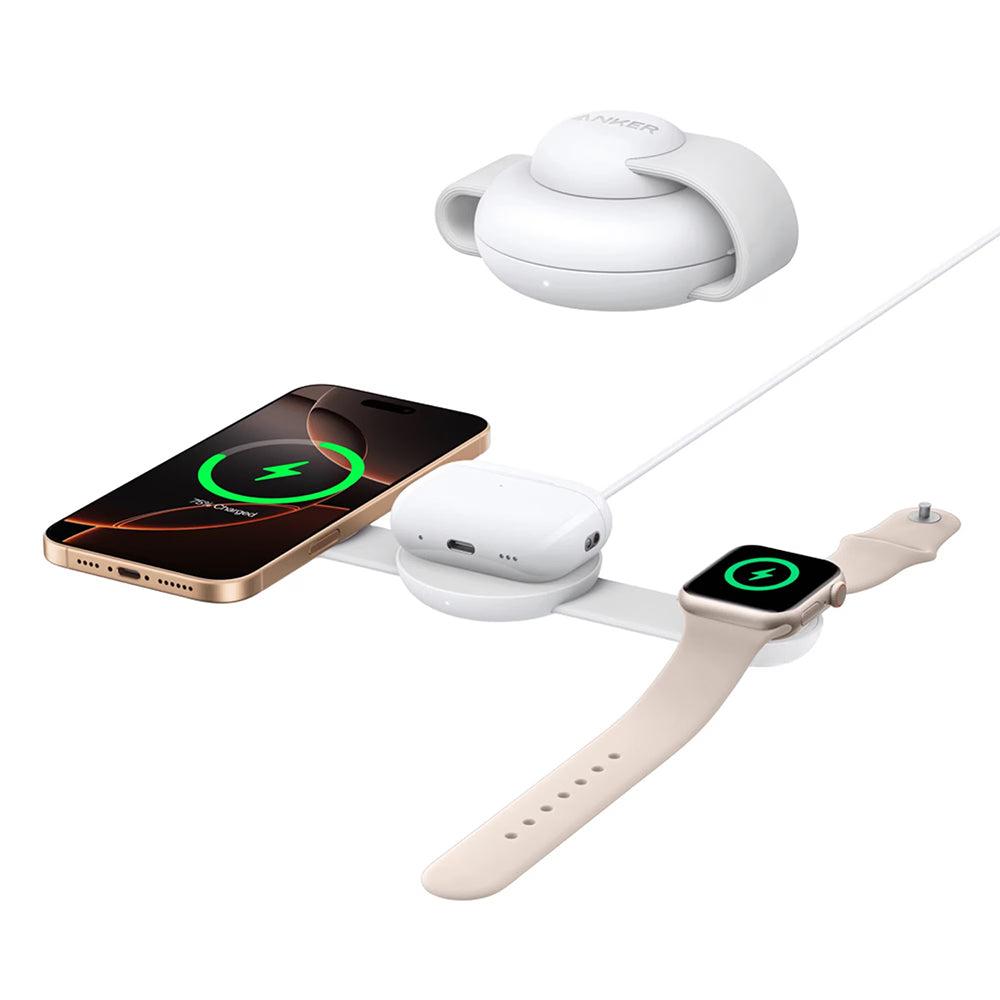 Anker MagGo 3i1 trådløs nettverkslader, 15W, 1,67A, hvit B25M8H21
