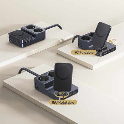 Baseus Nomos ND11 QI 6in1 ladestasjon, 67W, 3.35A, 1 x USB-A - 2 x USB-C - 2 x Schuko, Svart P80015804213-00