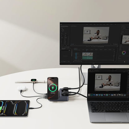 Baseus Nomos ND11 QI 6in1 ladestasjon, 67W, 3.35A, 1 x USB-A - 2 x USB-C - 2 x Schuko, Svart P80015804213-00