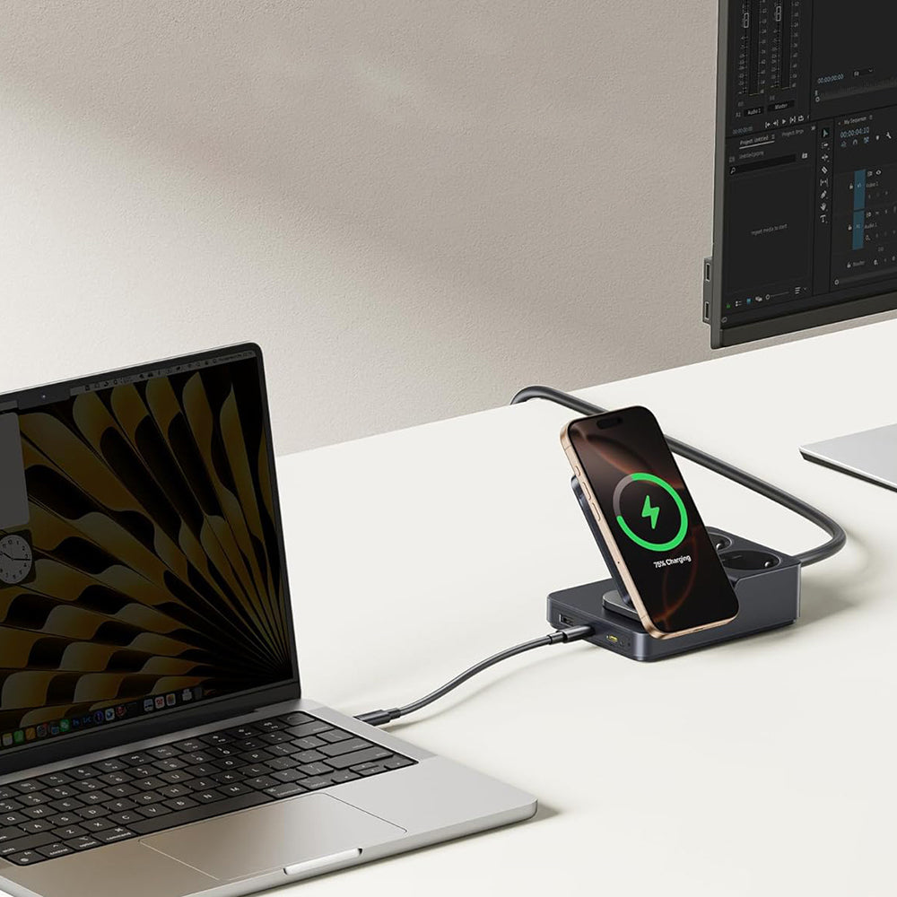 Baseus Nomos ND11 QI 6in1 ladestasjon, 67W, 3.35A, 1 x USB-A - 2 x USB-C - 2 x Schuko, Svart P80015804213-00