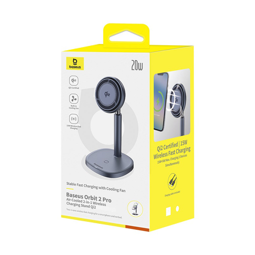 Trådløs Nettverkslader Baseus Orbit 2 Pro 2in1, 20W, 1.67A, Grå P10273500813-00