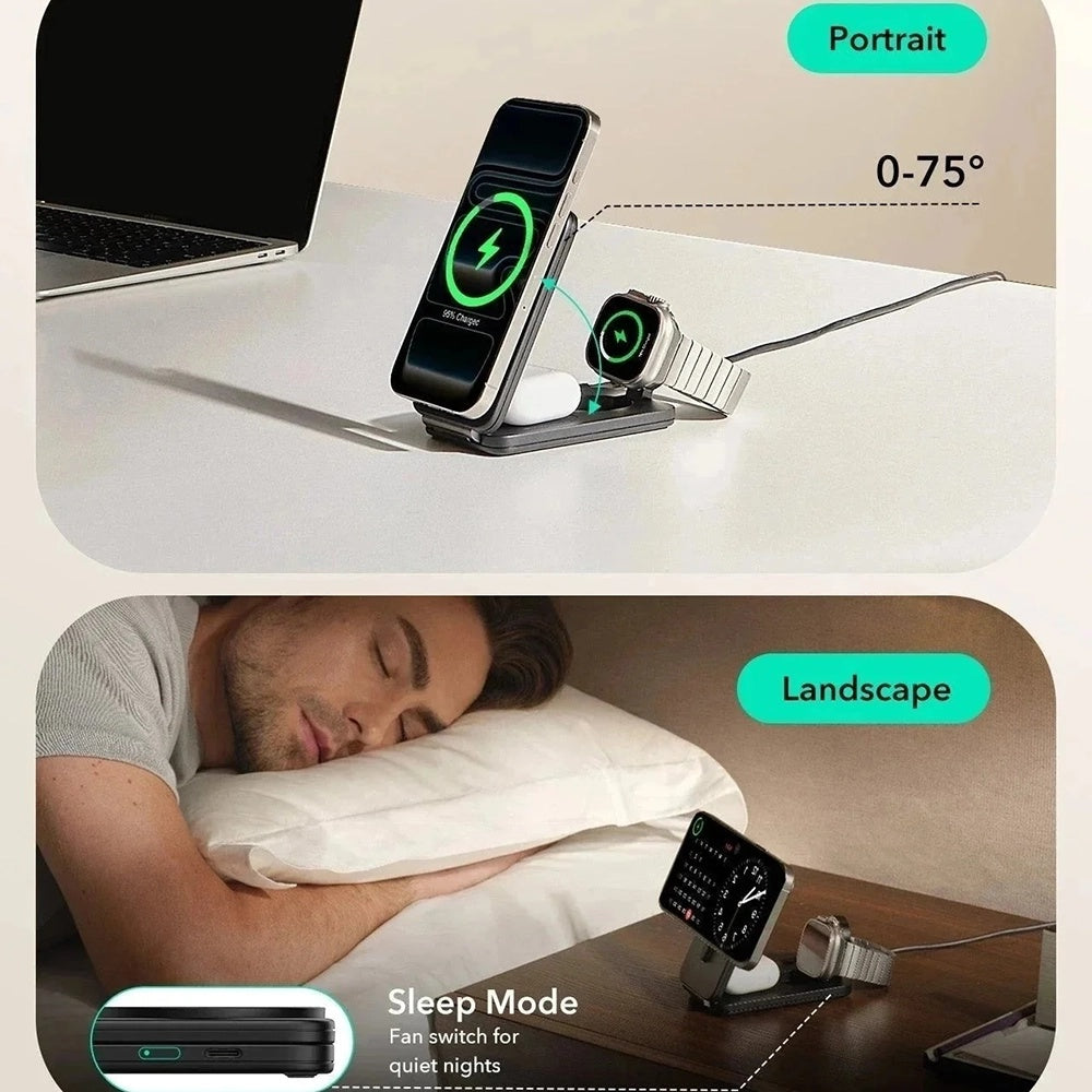 ESR CryoBoost 3in1 trådløs nettverkslader, 25W, Svart