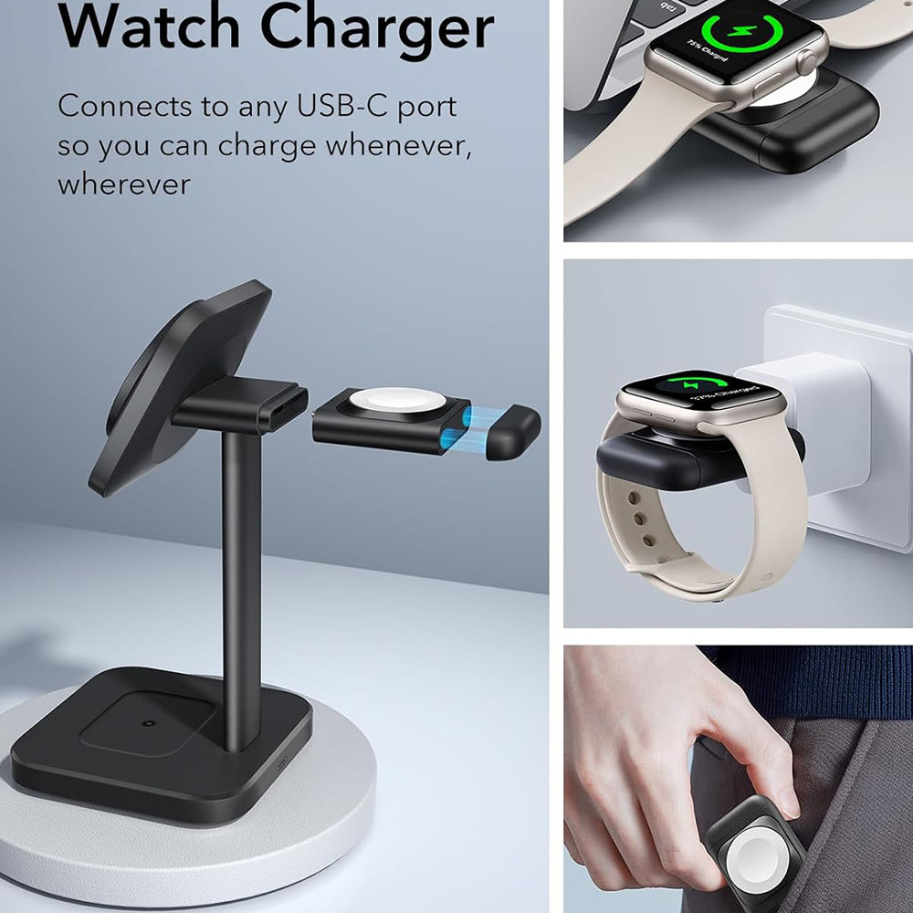 Trådløs Nettverkslader ESR HaloLock 3in1, 15W, 1.67A, Svart