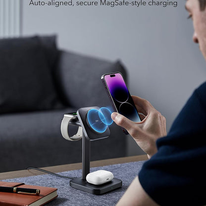 Trådløs Nettverkslader ESR HaloLock 3in1, 15W, 1.67A, Svart