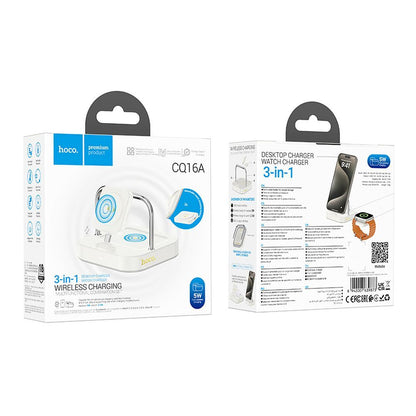 Trådløs Nettverkslader HOCO CQ16A 3i1, 15W, 1.67A, Hvit