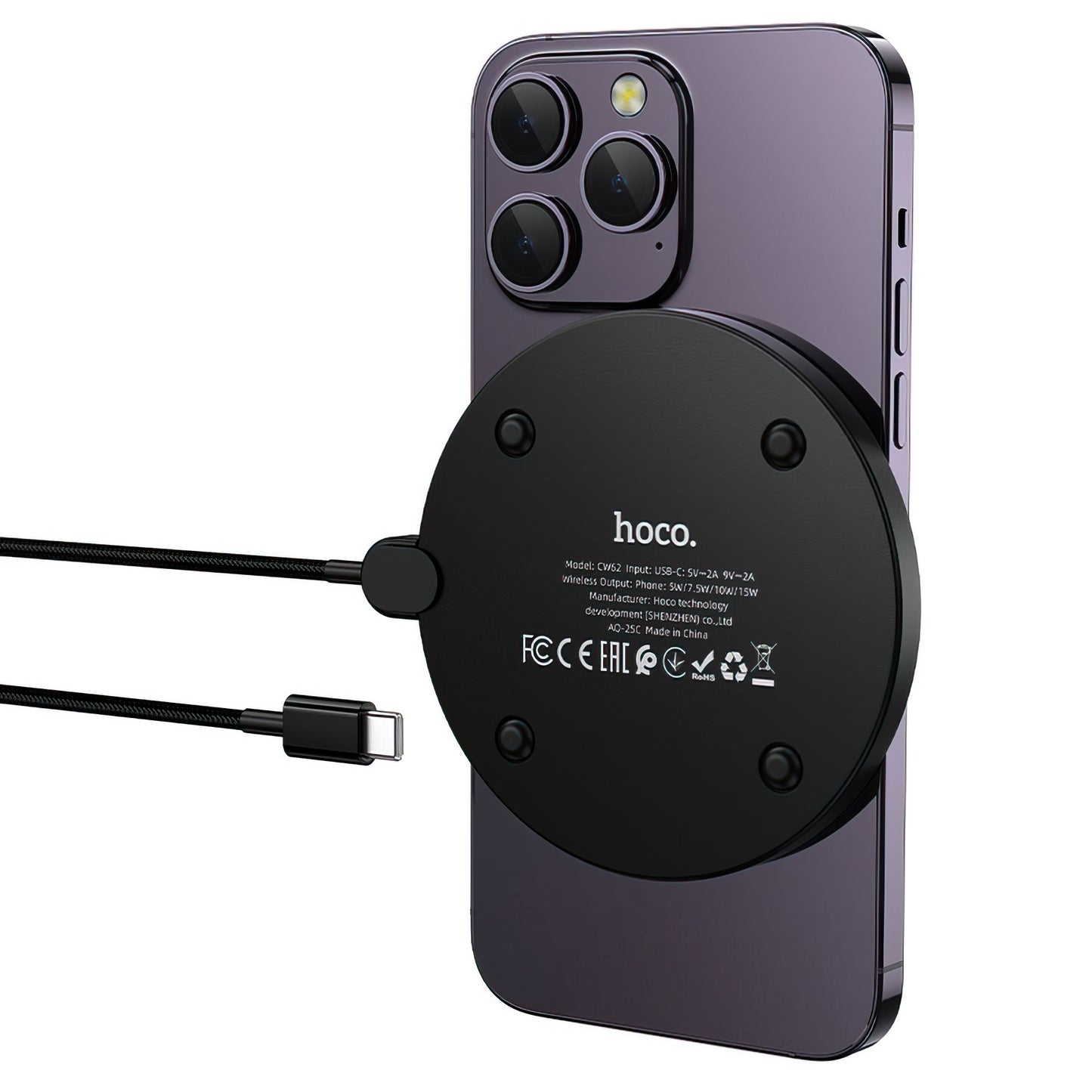 Trådløs Nettverkslader HOCO CW62, 15W, 1.67A, Svart