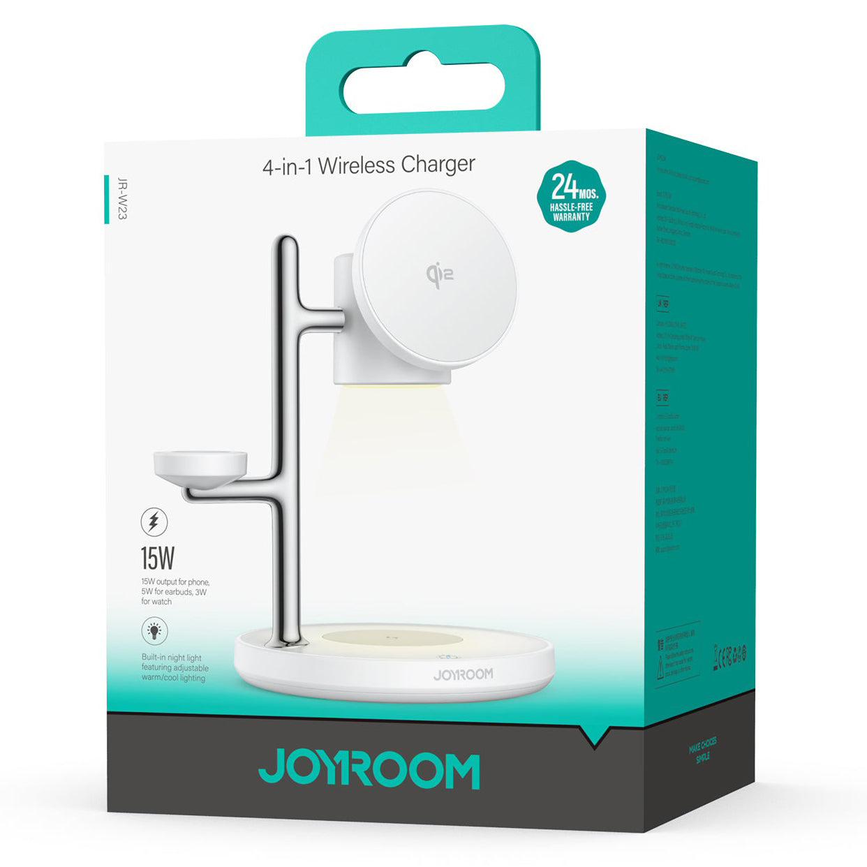 Trådløs Nettlader Joyroom JR-W23 3i1, 15W, 1.67A, Hvit