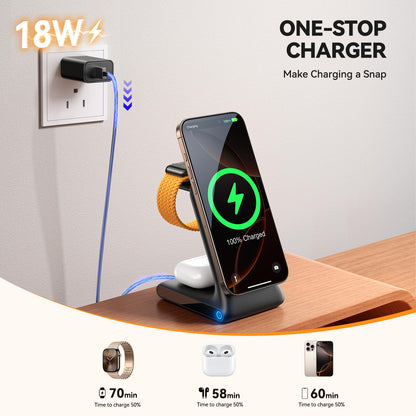 Trådløs Nettverkslader Joyroom JR-W15 3in1, 15W, 1.67A, Svart