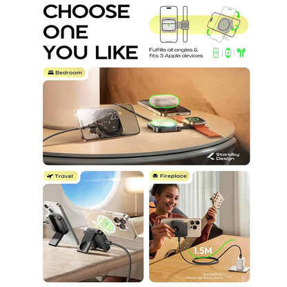 Trådløs Nettverkslader Lisen 2-i-1, 15W, 1.67A, Svart YL0324100013