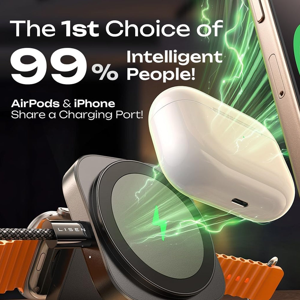 Trådløs Nettverkslader Lisen 2-i-1, 15W, 1.67A, Svart YL0324100013