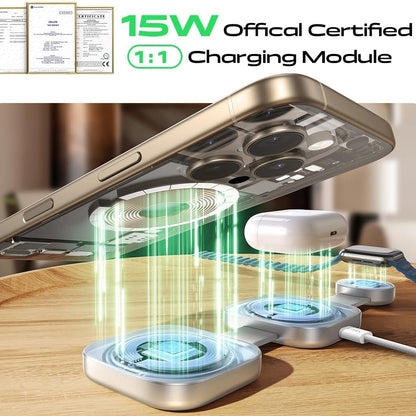 Lisen 3in1 trådløs nettverkslader, 15W, 1.67A, Grå YL0424040001