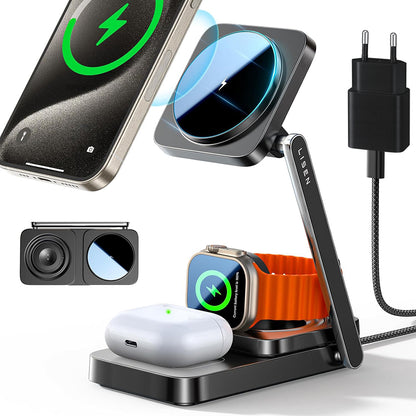Lisen 3in1 trådløs nettverkslader, 15W, 1.67A, Svart YL0424010003