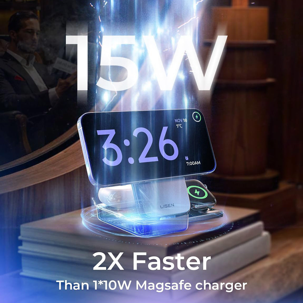 Trådløs Nettverkslader Lisen W106 3in1, 15W, 1.67A, Grå YL0424120009