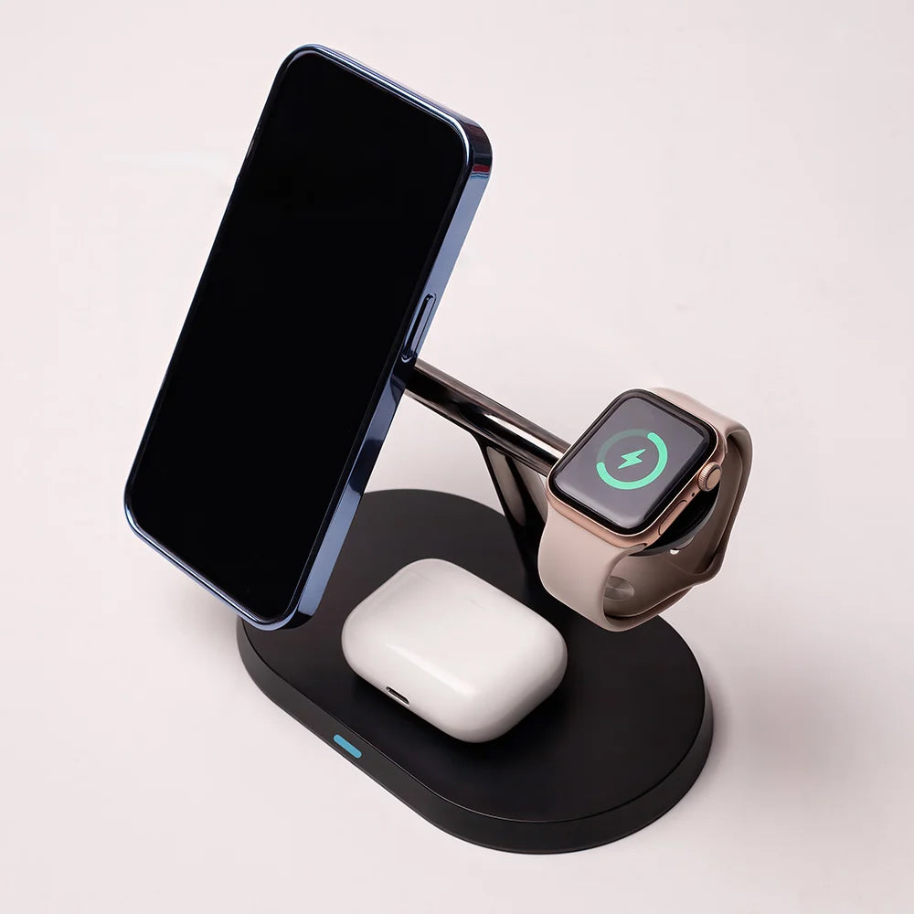 Trådløs Nettverkslader MaXlife MXWC-03 3-i-1, 15W, 1.67A, Svart