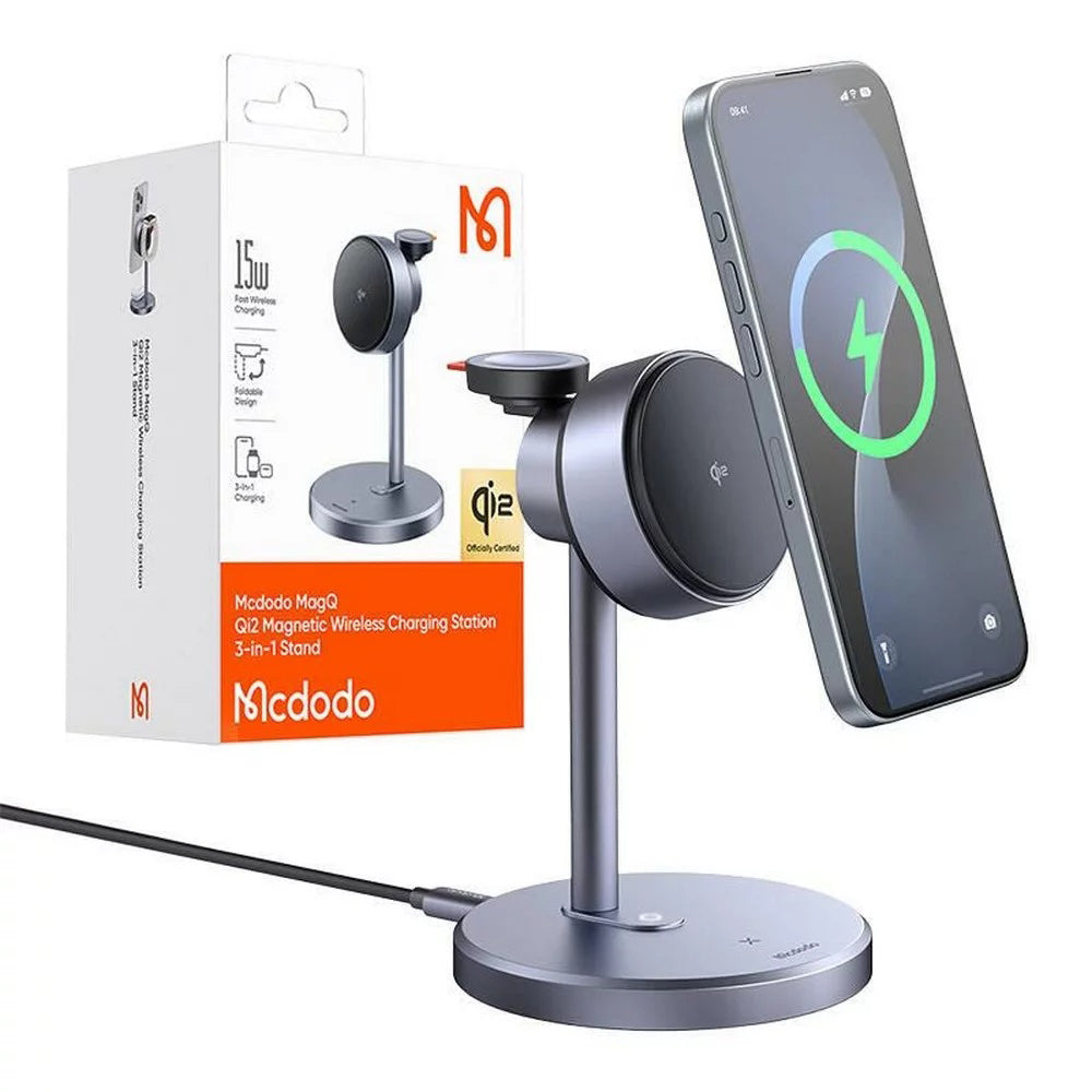 Trådløs Nettlader McDodo CH-2460 Swan 3i1, 22,5W, 1,67A, Grå